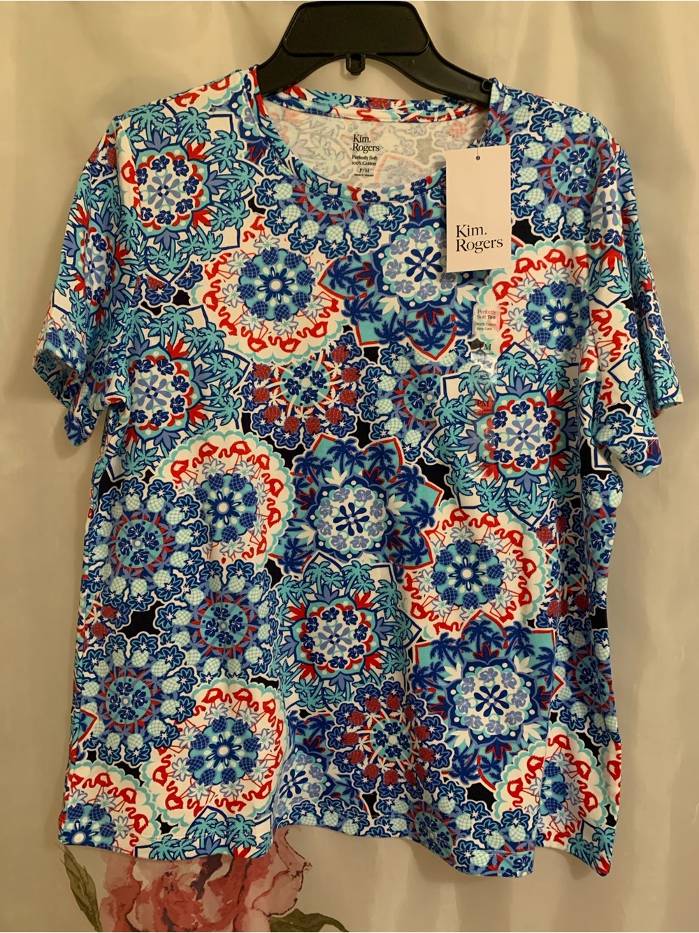Kim Rogers Blue Multi Medallion Short-Sleeve Tee